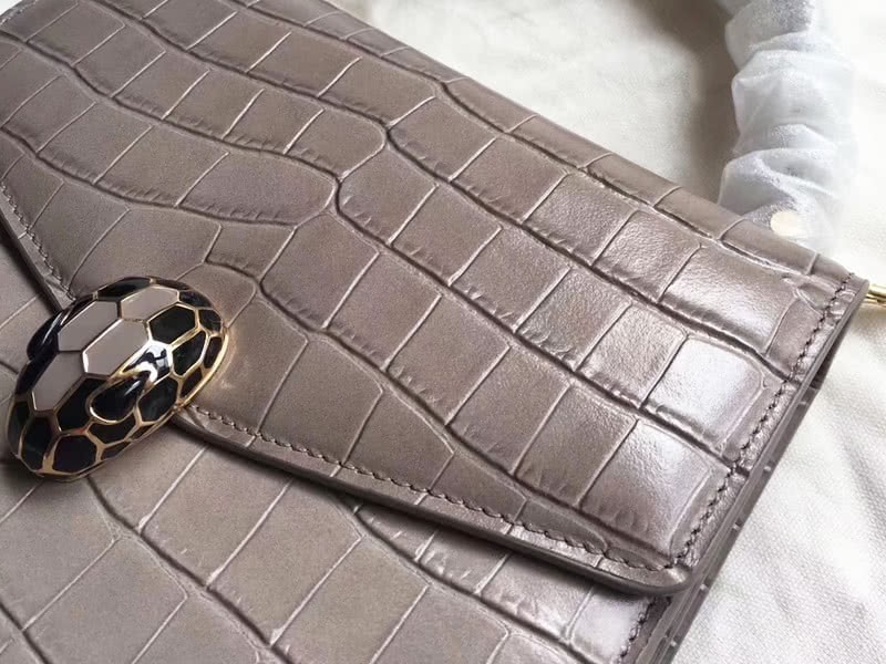 Bvlgari Flap Cover Serpenti Forever 20cm Croco Grey 5