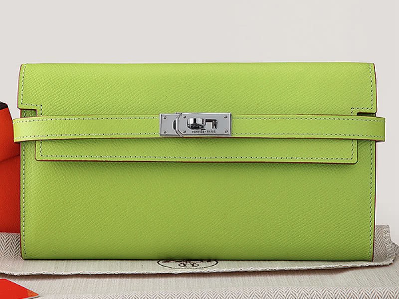 Hermes Epsom Original Calfskin Kelly Long Wallet Green 1