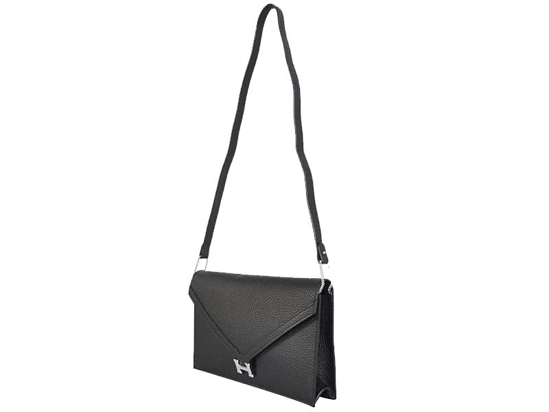 Hermes Pilot Envelope Clutch Black With Silver Hardware 2