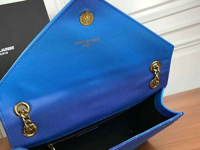 Saint Laurent Ysl Monogram Satchel In Blue Matelasse Leather 7