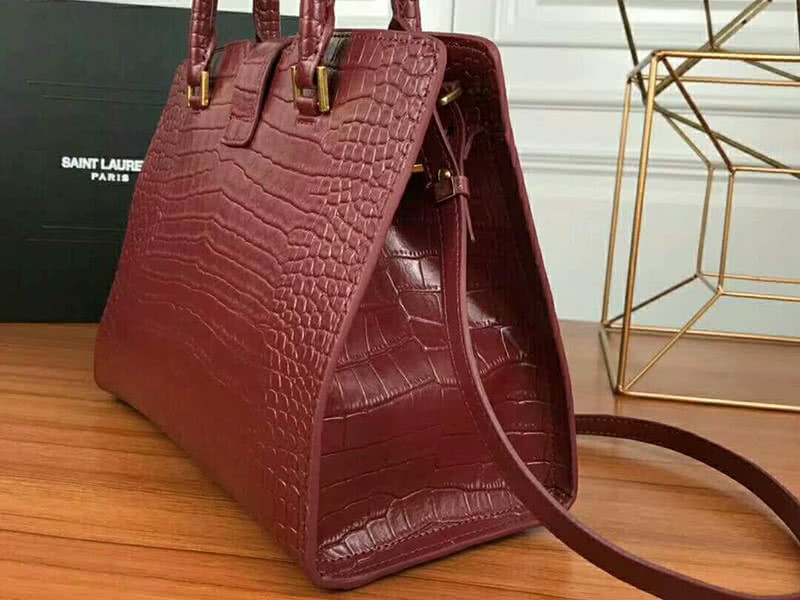 Saint Laurent Cabas Ysl Small In Smooth Leather Burgundy 5