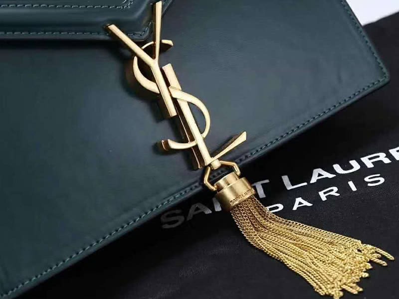 Saint Laurent Cassandra Monogram Clasp Bag Calfskin Green 4