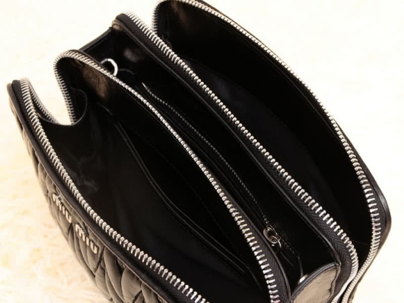 Miu Miu Glazed Matelasse Leather Mini Shoulder Bag Black 6