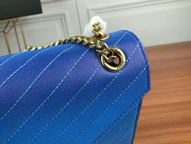 Saint Laurent Ysl Monogram Satchel In Blue Matelasse Leather 5