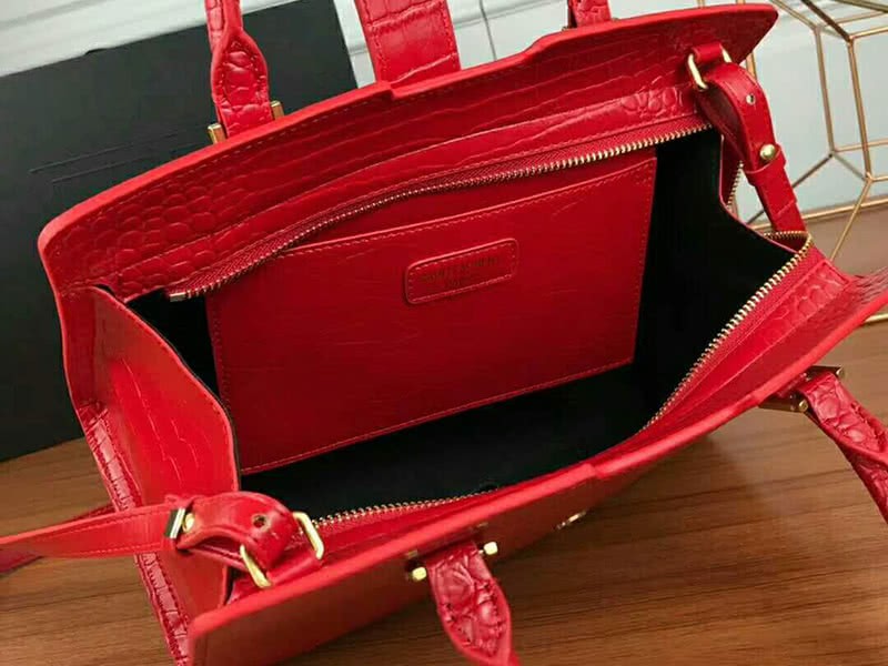 Saint Laurent Cabas Ysl Small In Smooth Leather Red 8