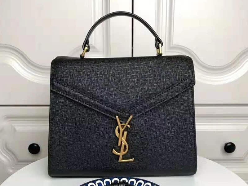 Saint Laurent Cassandra Top Handle Medium Bag In Grain Leather Black 1