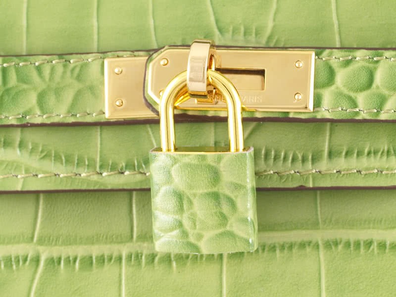 Hermes Matte Kelly Pochette Crocodile Green 6