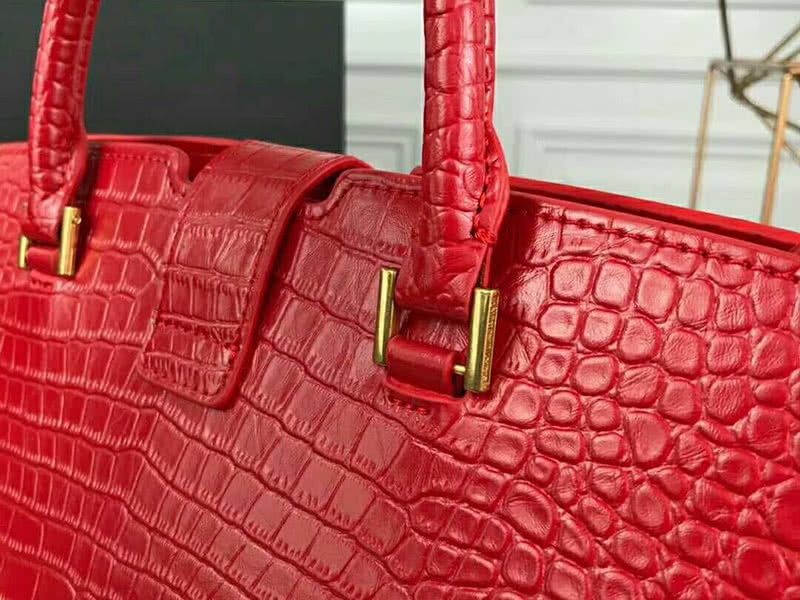 Saint Laurent Cabas Ysl Small In Smooth Leather Red 7