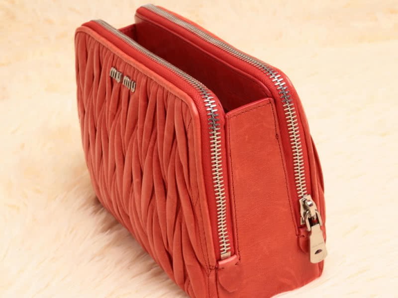 Miu Miu Glazed Matelasse Leather Mini Shoulder Bag Orange 3