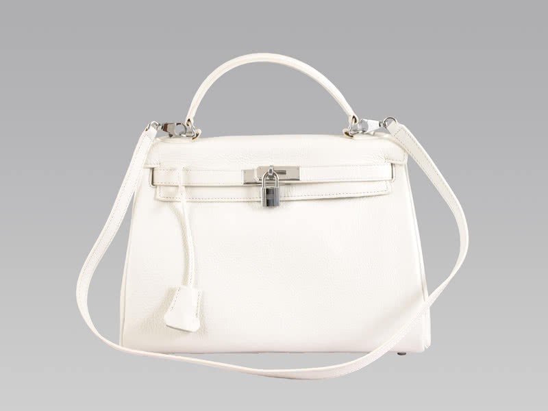 Hermes Kelly 32cm Togo Leather Clemence White 1