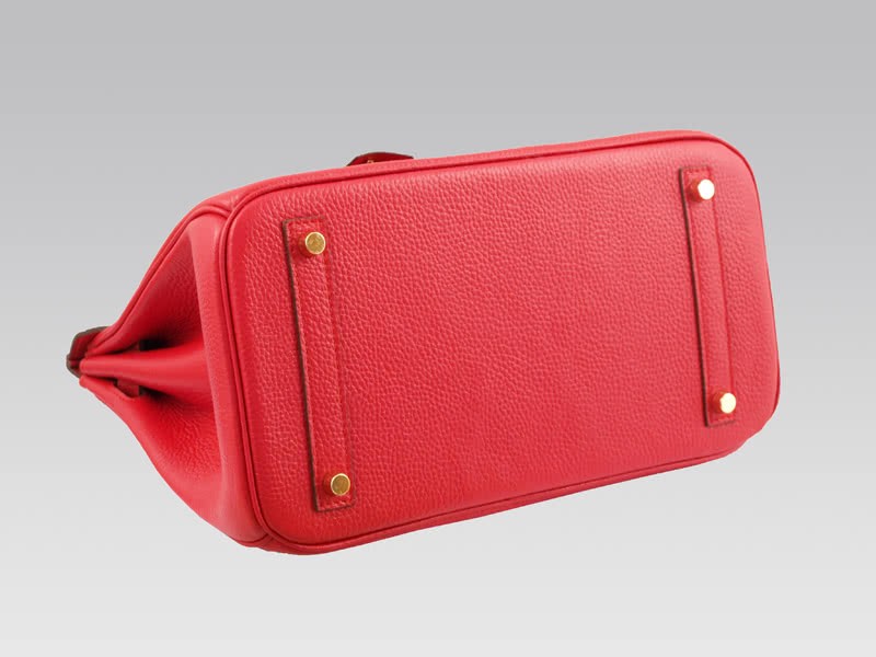 Hermes Birkin 30cm Clemence Rouge Vif With Golden Hardware 5