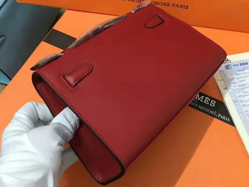 Hermes Swift Kelly Pochette Clutch Gold Hardware Burgundy 2