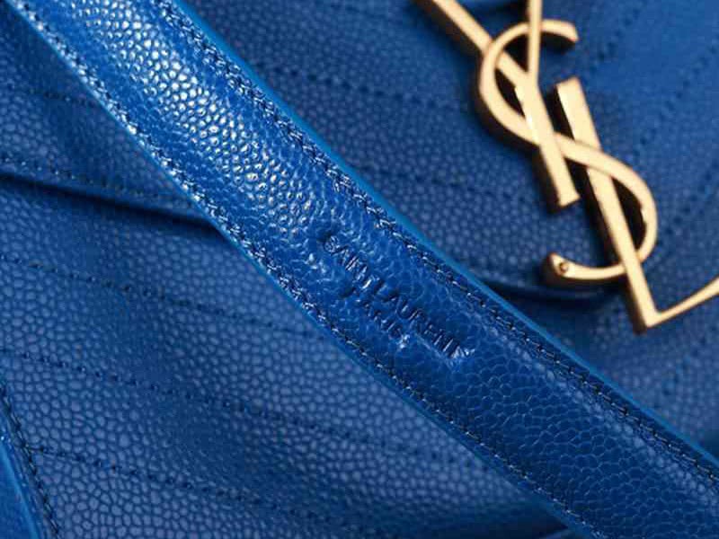 Ysl Small Monogramme Satchel Blue Grain Textured Matelasse Leather 11