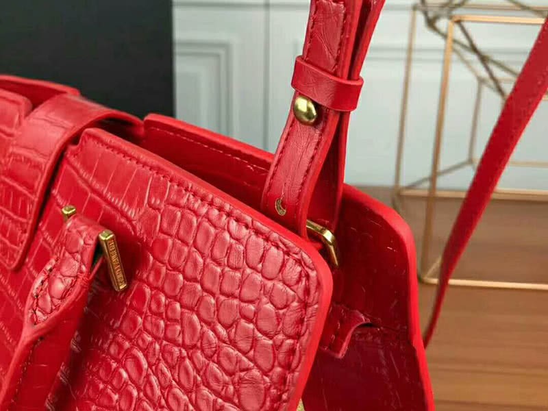 Saint Laurent Cabas Ysl Small In Smooth Leather Red 6