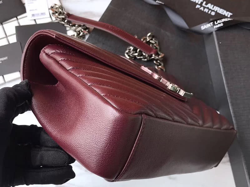Saint Laurent Coll Ge Medium In Matelass Leather Burgundy 2