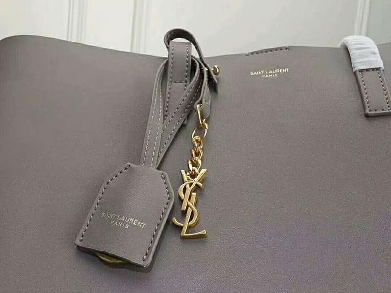 Saint Laurent Large Leather Ysl Shopper Tote Grey 4