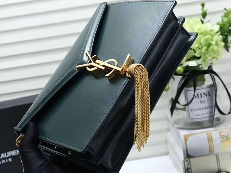 Saint Laurent Cassandra Monogram Clasp Bag Calfskin Green 5