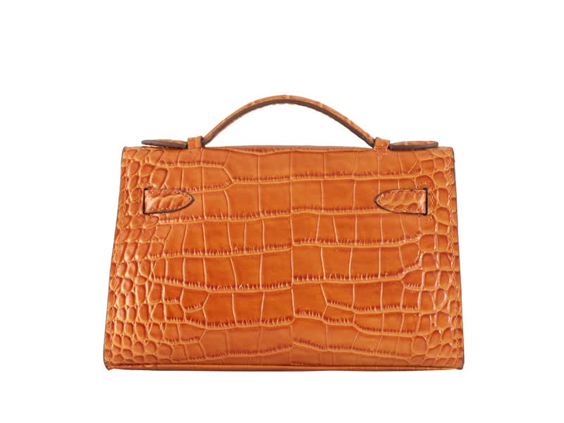 Hermes Matte Kelly Pochette Crocodile Fauve 4