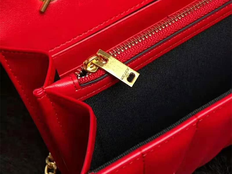 Saint Laurent Vicky Medium In Matelass Lambskin Red 7