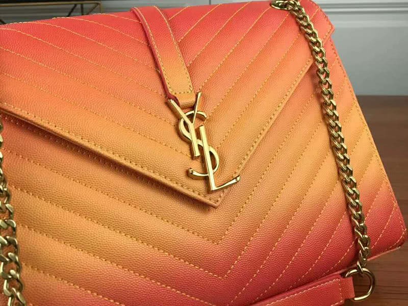 Saint Laurent Ysl Monogram Satchel In Orange Matelasse Leather 6