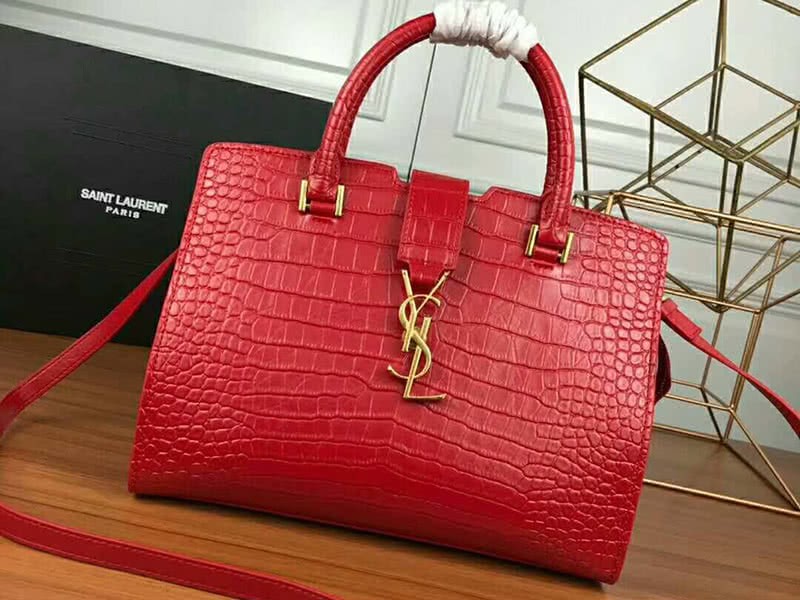Saint Laurent Cabas Ysl Small In Smooth Leather Red 1