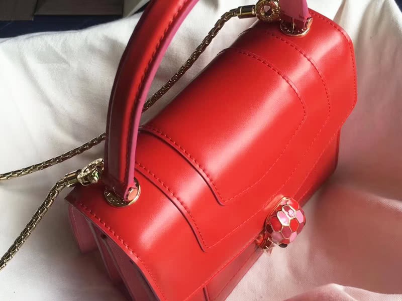 Bvlgari Flap Cover Serpenti Forever 18cm Calfskin Pink And Red 5