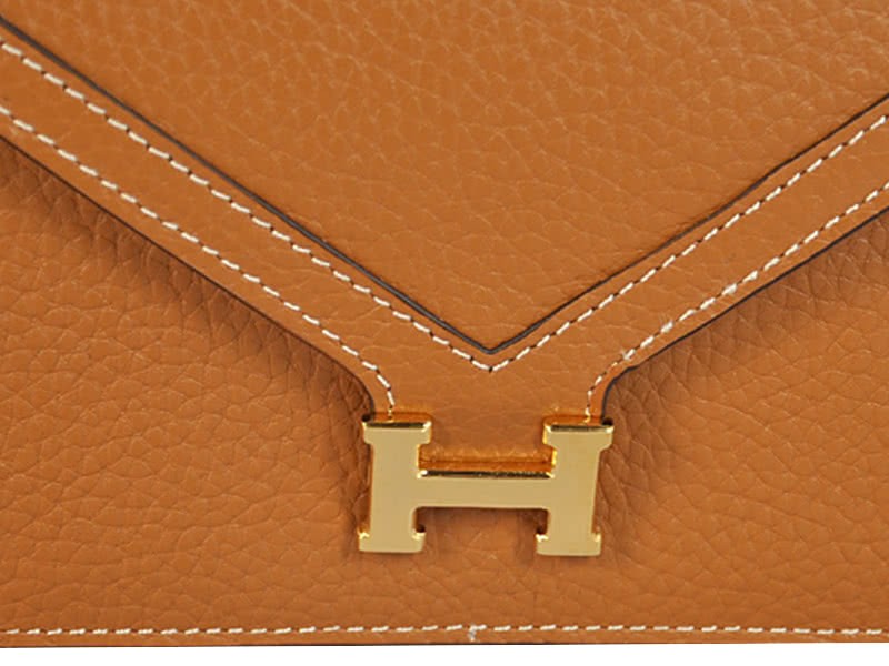 Hermes Pilot Envelope Clutch Camel With Gold Hardware 7
