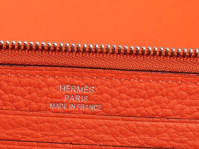Hermes Zipper Wallet Original Leather Orange 5