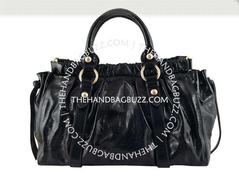 Miu Miu Cowhide Leather Tote Black 4