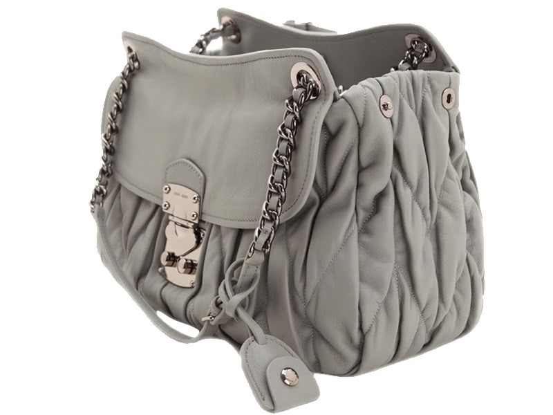 Miu Miu Matelasse Shoulder Bag Grey 6
