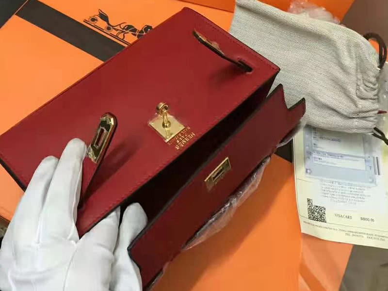 Hermes Swift Kelly Pochette Clutch Gold Hardware Burgundy 4