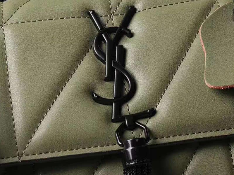 Saint Laurent Jamie Medium Carre Rive In Clafskin Green 9
