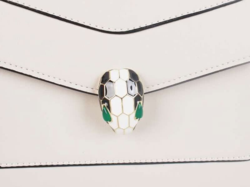 Bvlgari Flap Cover Serpenti Forever 25cm Calfskin White 3