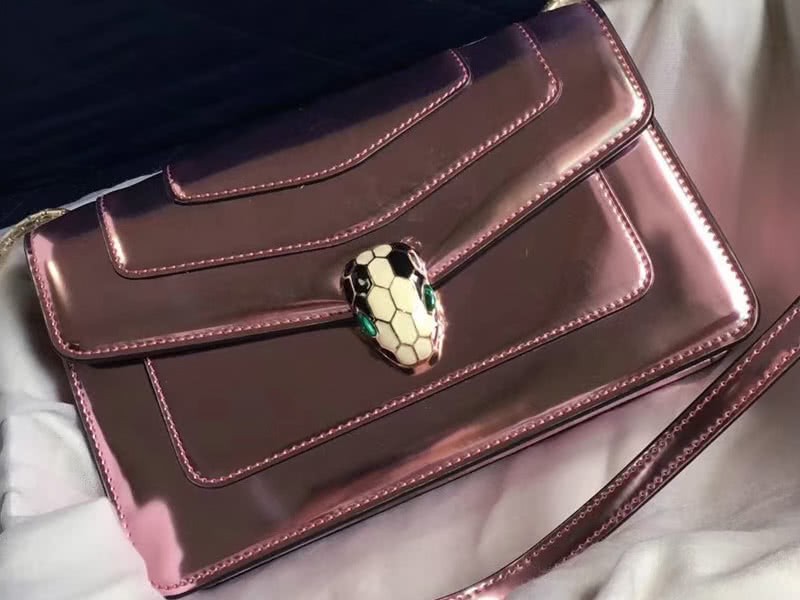 Bvlgari Flap Cover Serpenti Forever 22cm Metallic Calfskin Pink Quartz 1