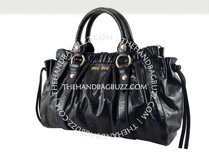Miu Miu Cowhide Leather Tote Black 2