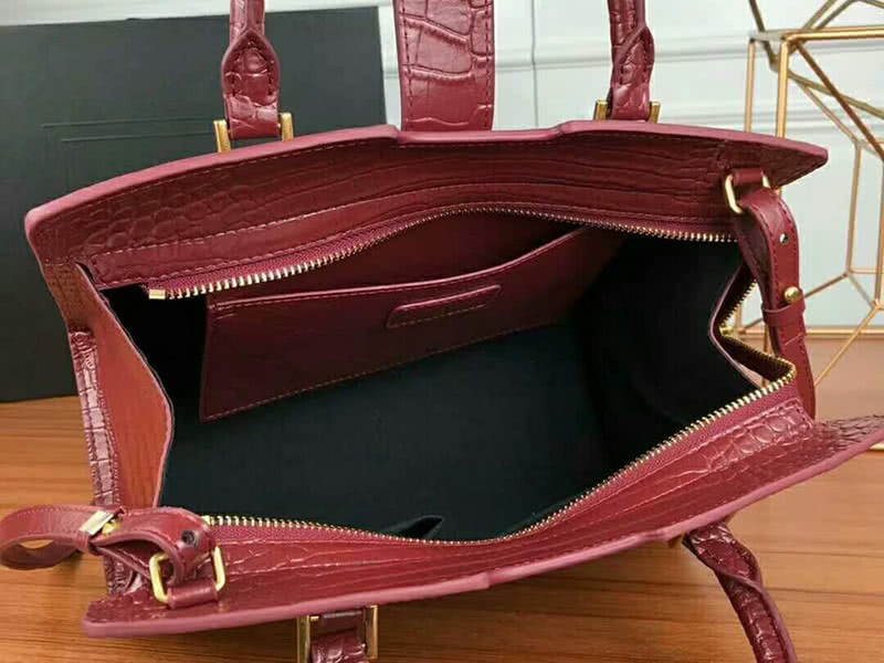 Saint Laurent Cabas Ysl Small In Smooth Leather Burgundy 8