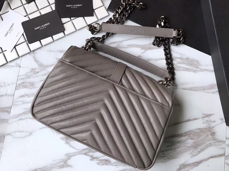 Saint Laurent Coll Ge Medium In Matelass Leather Grey 3
