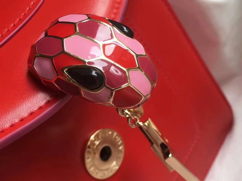 Bvlgari Flap Cover Serpenti Forever 18cm Calfskin Pink And Red 8