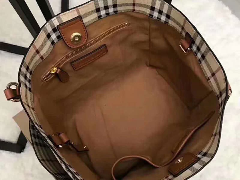 Burberry Haymarket Check Tote Bag Brown 7