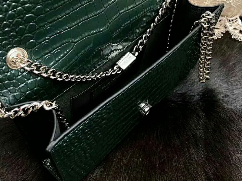 Saint Laurent Kate Medium With Tassel Crocodile Shiny Leather Green 7