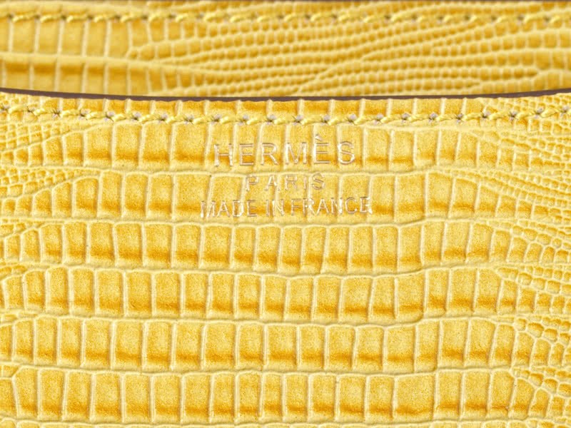 Hermes Constance 23 Single Shoulder Bag Lizard Leather Yellow 8