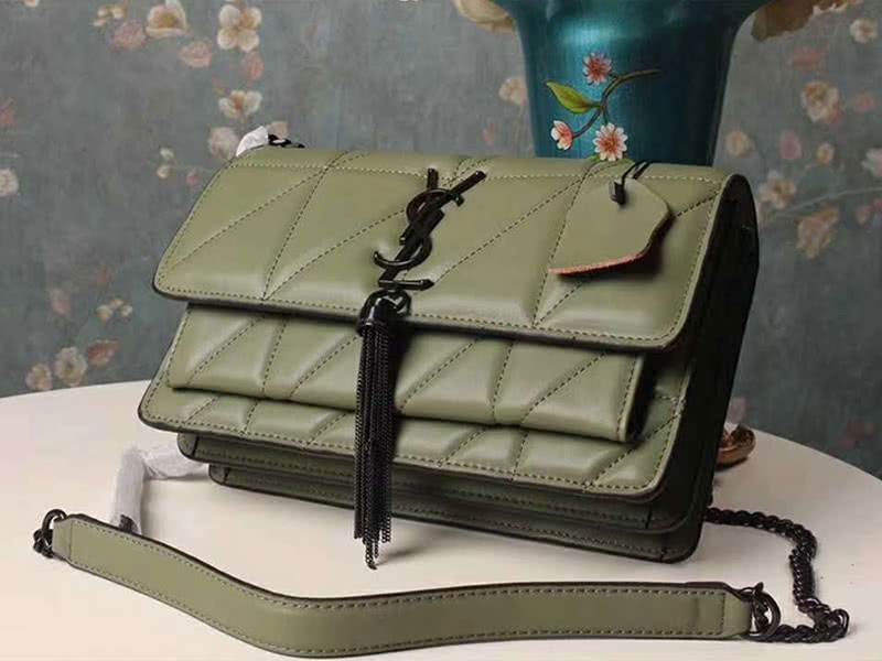 Saint Laurent Jamie Medium Carre Rive In Clafskin Green 6