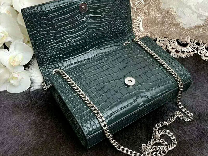 Saint Laurent Kate Medium With Tassel Crocodile Shiny Leather Green 6