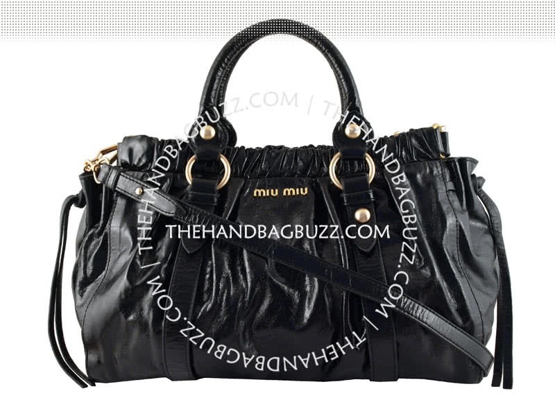 Miu Miu Cowhide Leather Tote Black 1