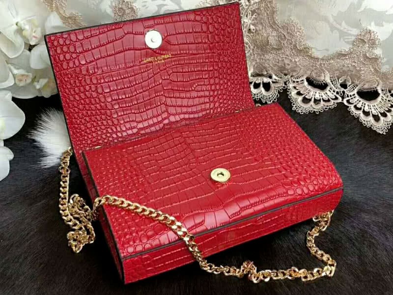 Saint Laurent Kate Medium With Tassel Crocodile Shiny Leather Red 6