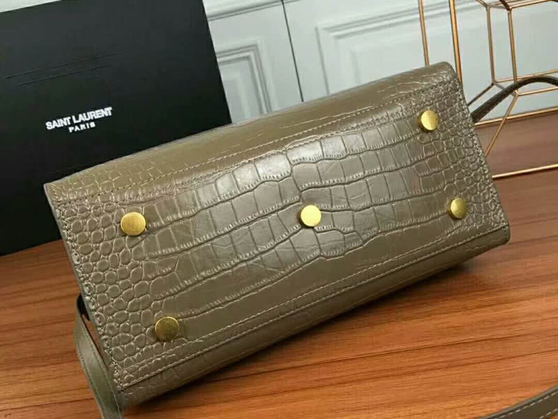 Saint Laurent Cabas Ysl Small In Smooth Leather Grey 5