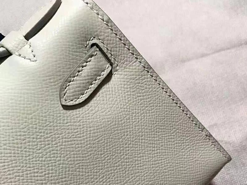 Hermes Epsom Mini Kelly Pochette Silver Hardware White 4