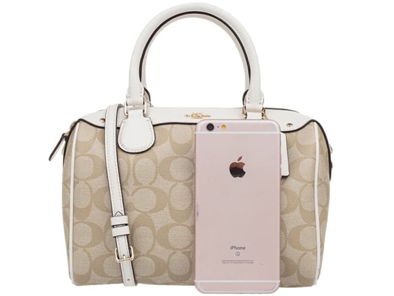 Coach Signature Mini Bennett Crossbody Satchel Khakhi White 5