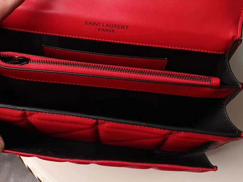 Saint Laurent Jamie Medium Carre Rive In Clafskin Red 8
