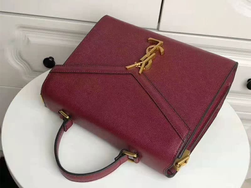 Saint Laurent Cassandra Top Handle Medium Bag In Grain Leather Burgundy 3